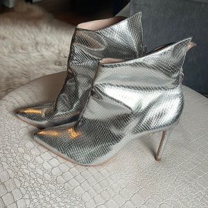 Aqua silver metallic boots
